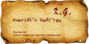 Kuprián György névjegykártya